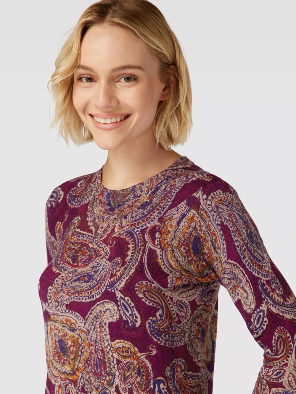 Lauren Ralph Lauren Paisley Cotton Blend Sweater Bordeaux Women Size M